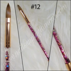 #12 100% Kolinsky Nail Brush (Aqua Rose Gold)