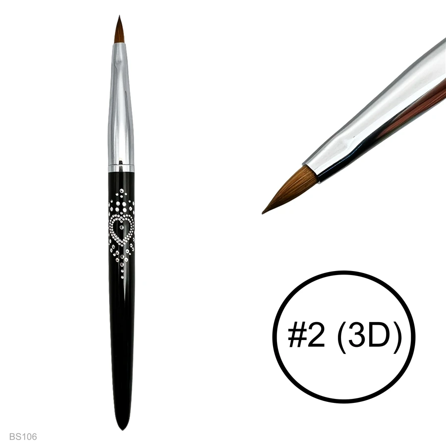 #2 100% Kolinsky 3D Nail Brush (Hearts DIamonds) 3 #2 100% Kolinsky 3D Nail Brush (Hearts DIamonds)