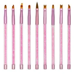 Pink Diamond Handle Synthetic Brush Set 9pcs