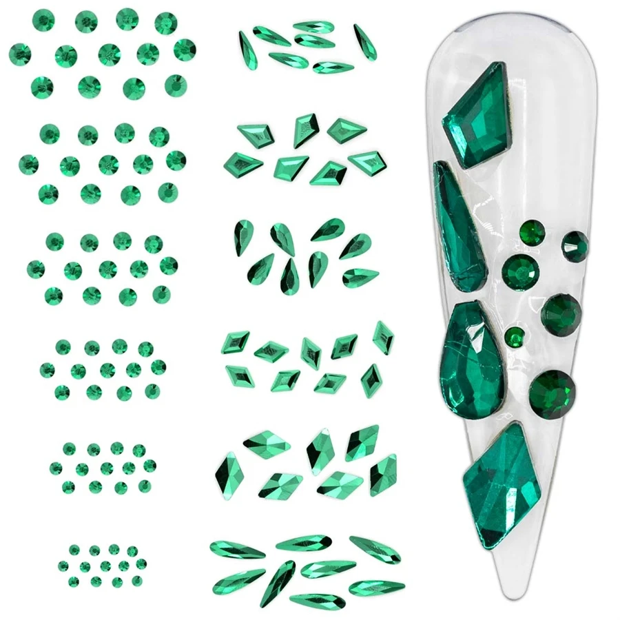 Green Crystal Shapes / Sizes Mix 3 Green Crystal Shapes / Sizes Mix