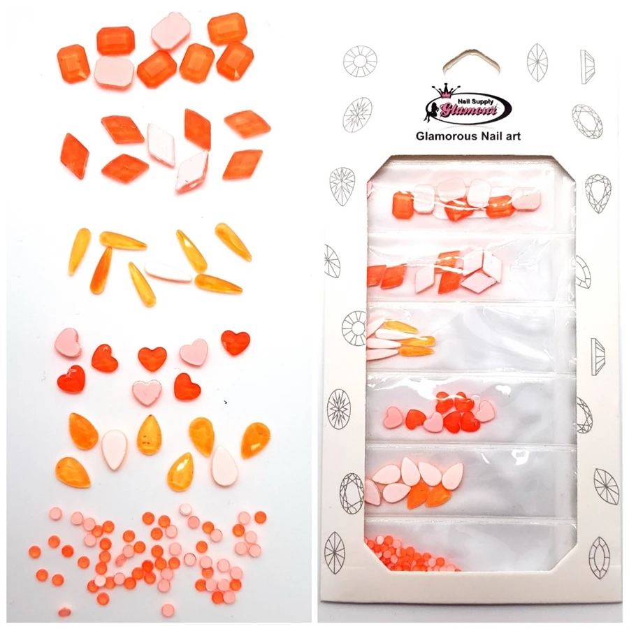 Glamour Crystal Shapes Mix ( NEON ORANGE ) 3 Glamour Crystal Shapes Mix ( NEON ORANGE )