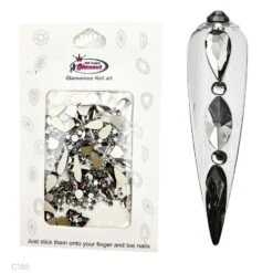 Silver Black Crystal Shapes / Mix Sizes