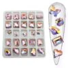 AB / Pink / Crystal Shapes / Diamonds / Box / 25pcs -NAIL BRUSHES Shop C 191 2