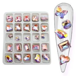 AB / Pink / Crystal Shapes / Diamonds / Box / 25pcs