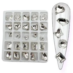 Clear / Crystal Shapes / Diamonds / Box / 25pcs