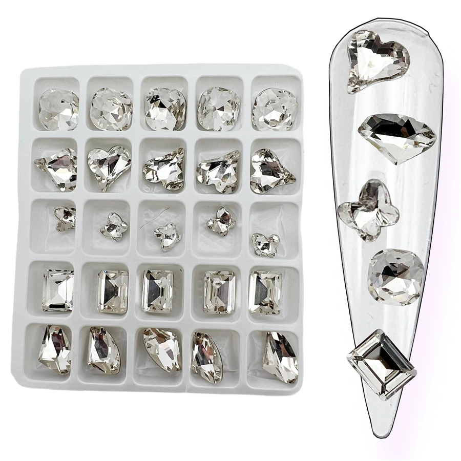Clear / Crystal Shapes / Diamonds / Box / 25pcs 3 Clear / Crystal Shapes / Diamonds / Box / 25pcs