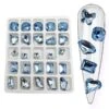Blue / Crystal Shapes / Diamonds / Box / 25pcs -NAIL BRUSHES Shop C 193 2