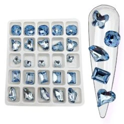 Blue / Crystal Shapes / Diamonds / Box / 25pcs