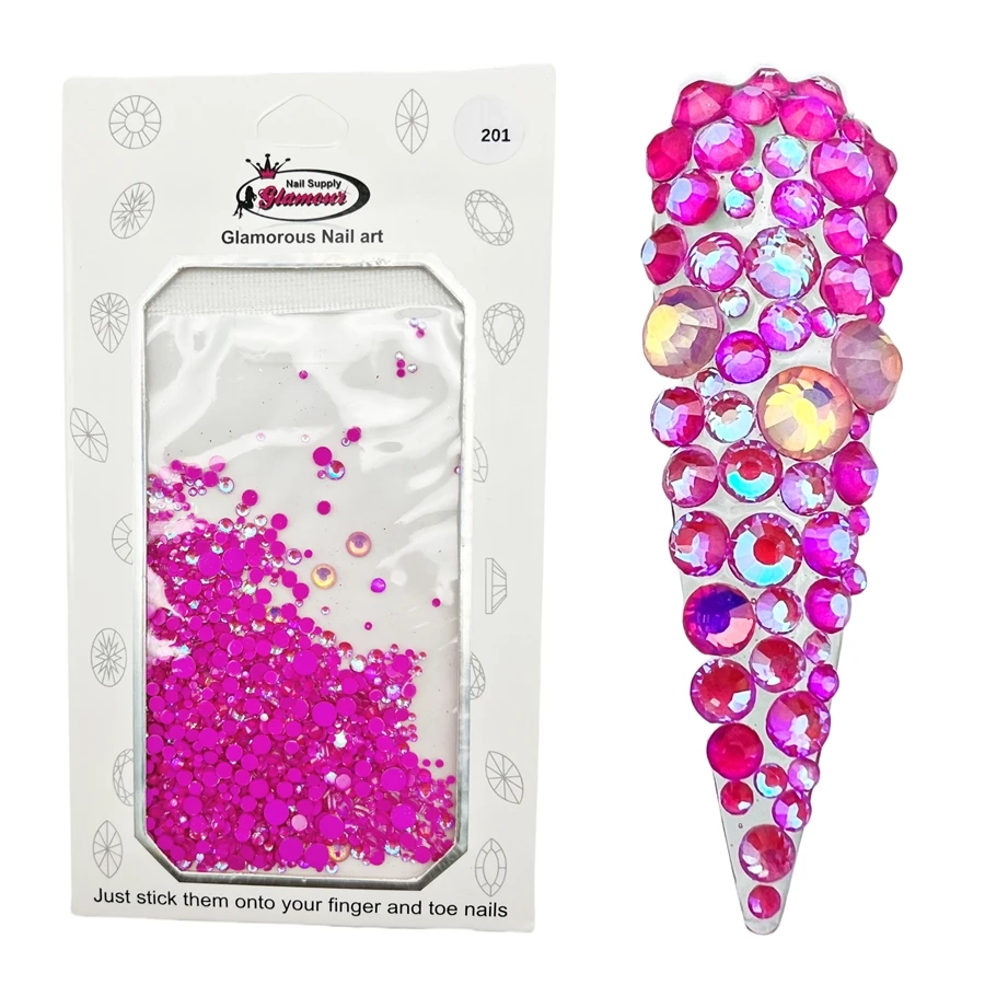 Pink Fushia Crystal Sizes Mix 3 Pink Fushia Crystal Sizes Mix