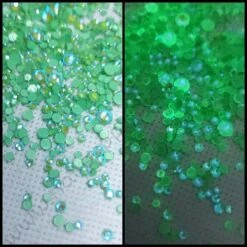 Crystals MIX SIZES GLOW In The DARK ( GREEN AB ) 1440 Pcs