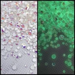 Crystals MIX SIZES GLOW In The DARK ( White AB ) 1440 Pcs