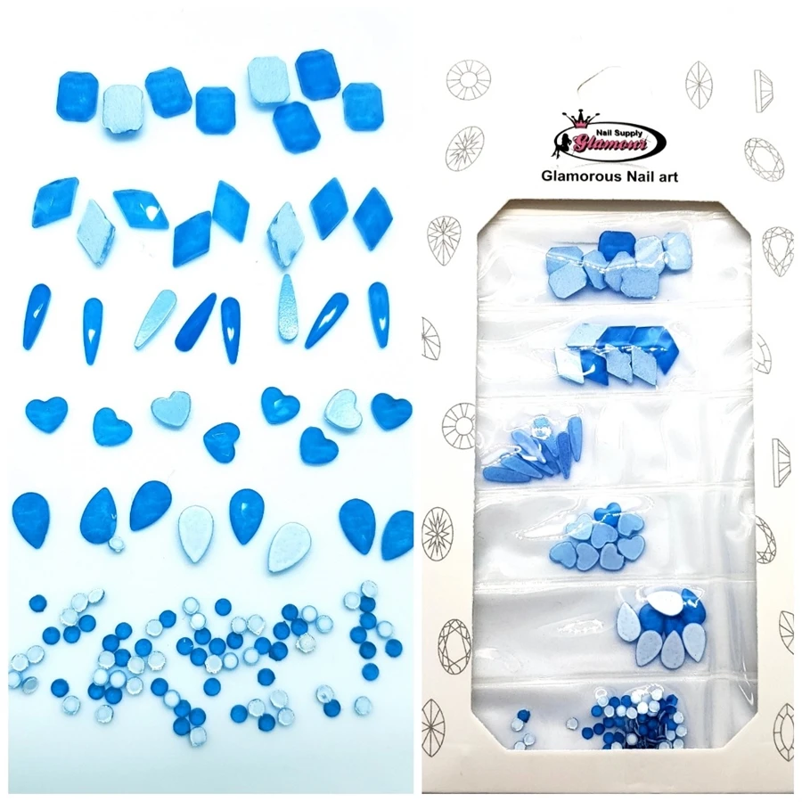 Glamour Crystal Shapes Mix ( NEON BLUE ) 3 Glamour Crystal Shapes Mix ( NEON BLUE )