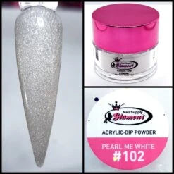 Glamour 2 In 1 Acrylic & Dip Glitter PEARL ME WHITE #102 1/2oz