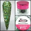 Glamour 2 In 1 Acrylic & Dip Glitter POWER GREEN #114 1/2oz -NAIL BRUSHES Shop G A114 2
