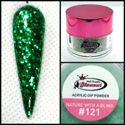 Glamour 2 In 1 Acrylic & Dip Glitter NATURE WITH A BLING #121 1/2oz
