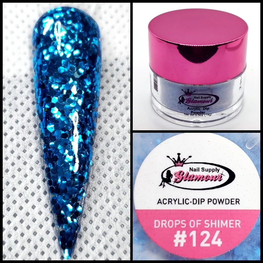 Glamour 2 In 1 Acrylic & Dip Glitter DROPS OF SHIMER #124 1/2oz 3 Glamour 2 In 1 Acrylic & Dip Glitter DROPS OF SHIMER #124 1/2oz