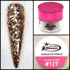 Glamour 2 In 1 Acrylic & Dip Glitter CHAMPAGNE #127 1/2oz