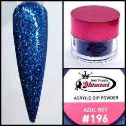 Glamour 2 In 1 Acrylic & Dip Glitter AZUL REY #196 1/2oz