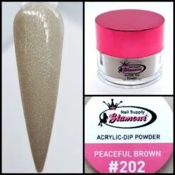 Glamour 2 In 1 Acrylic & Dip Glitter PEACEFUL BROWN #202 1/2oz