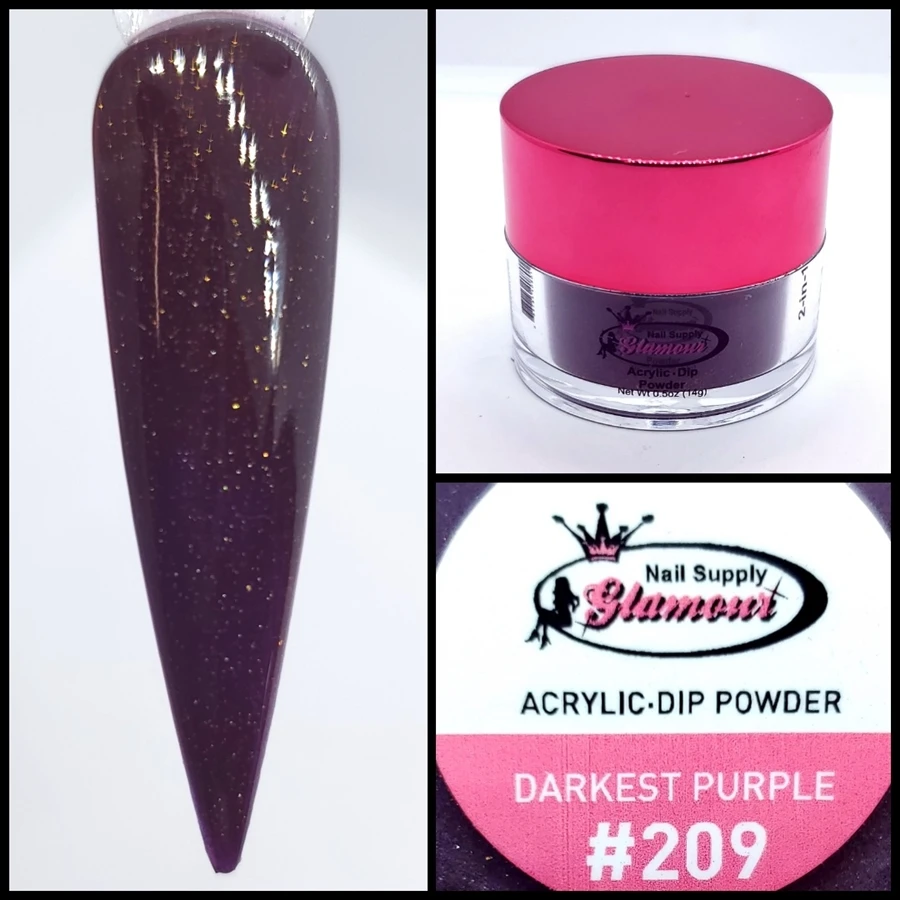 Glamour 2 In 1 Acrylic & Dip Glitter DARKEST PURPLE #209 1/2oz 3 Glamour 2 In 1 Acrylic & Dip Glitter DARKEST PURPLE #209 1/2oz