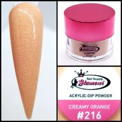 Glamour 2 In 1 Acrylic & Dip Glitter CREAMY ORANGE #216 1/2oz