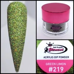 Glamour 2 In 1 Acrylic & Dip Glitter GREEN LIMON #219 1/2oz