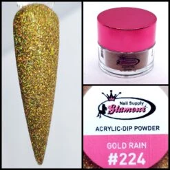 Glamour 2 In 1 Acrylic & Dip Glitter GOLD RAIN #224 1/2oz