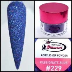 Glamour 2 In 1 Acrylic & Dip Glitter PASSIONATE BLUE #229 1/2oz